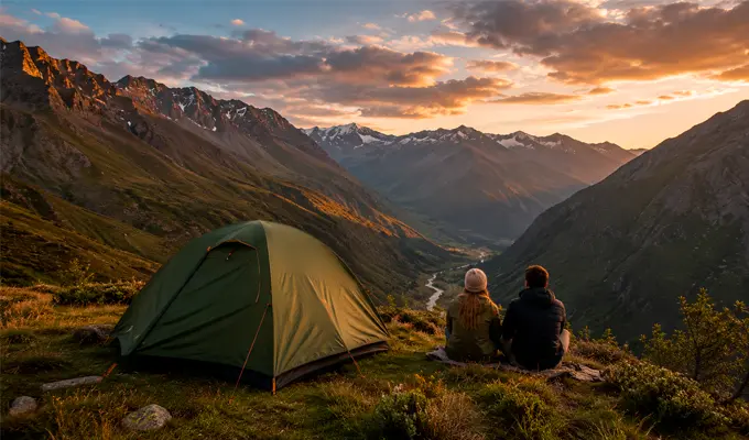 Atardecer En Un Campamento