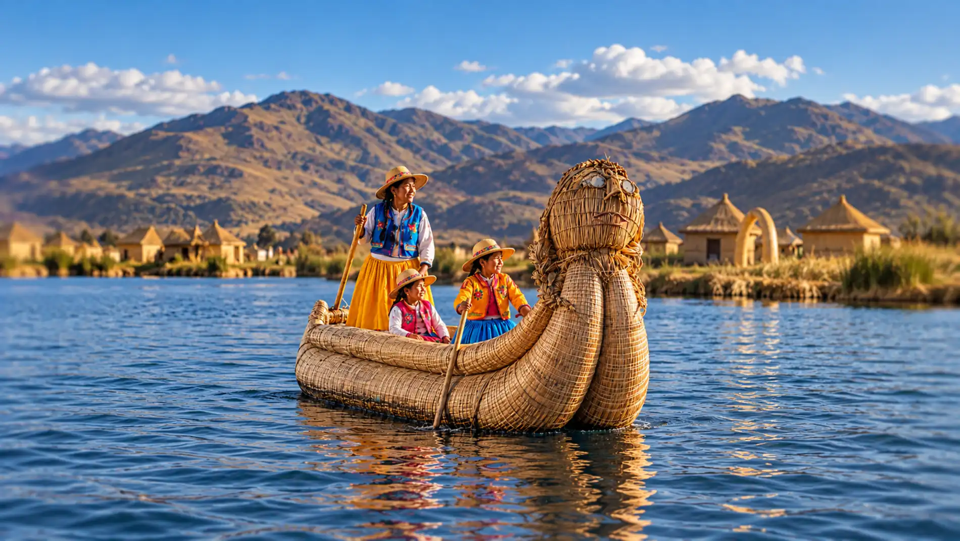 Bote De Totora En El Lago Titicaca